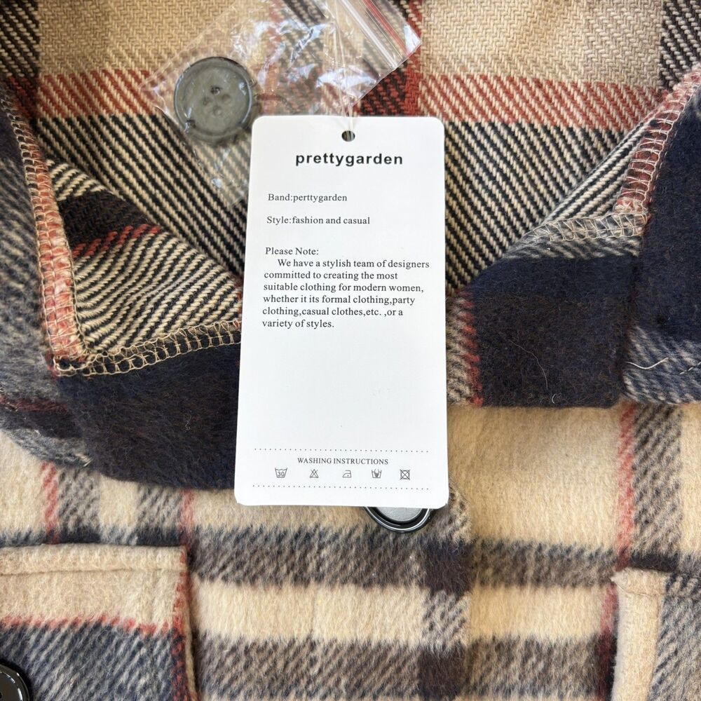 Pretty Garden Womens Plaid Shacket Size L Duster Soft Brushed Cabin Cozy NWT - Picture 7 of 12